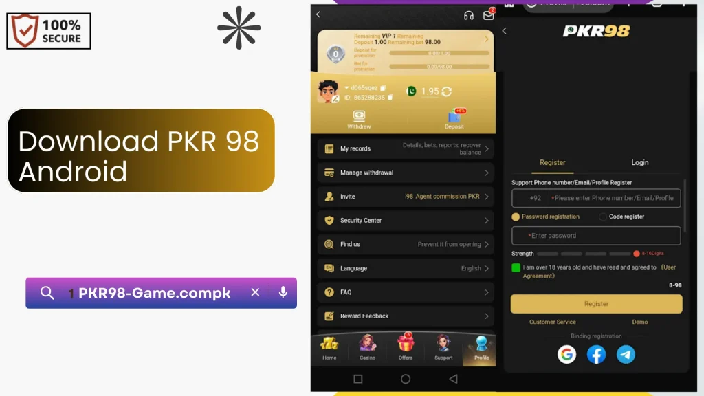 Sign Up in PKR98 Game